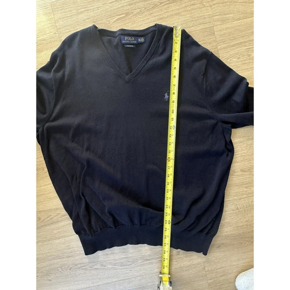 Polo Ralph Lauren 2XL Navy Pima Cotton Men's Pullover Sweater V-Neck Preppy‎ - Picture 6 of 7